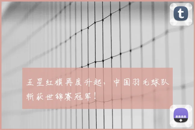 五星红旗再度升起,中国羽毛球队斩获世锦赛冠军!